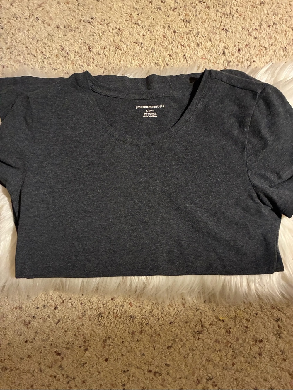 Amazon Essentials Women's Heather Charcoal Short Sleeve Crewneck Tee